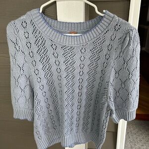 Free People Blue Crew Neck Sweater with Cable Knit! Never worn!